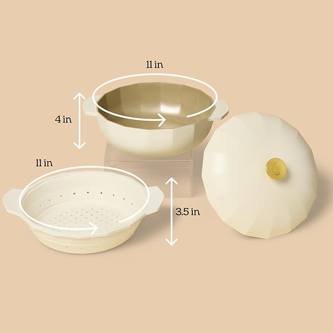 The Perfect Pan 5.3 Qt Dutch Oven Pot with Lid by Cravings by Chrissy Teigen | Lightweight Nonstick Everyday Pan with Steamer/Strainer Insert, Oven Safe