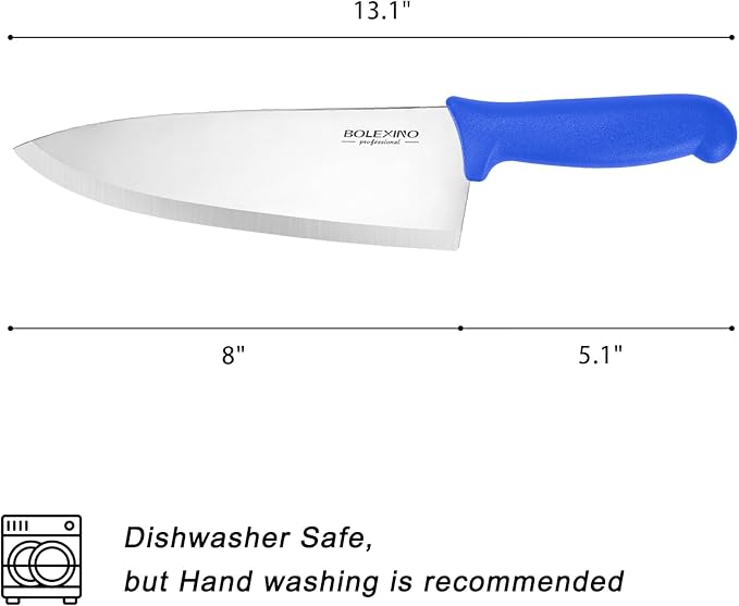 8 inch Japanese High Carbon Stainless Steel Chef Knife, Professional Extra Sharp Wide Cook Knife with Non-slip Ergonomic Handle, for Kitchen Home Restaurant