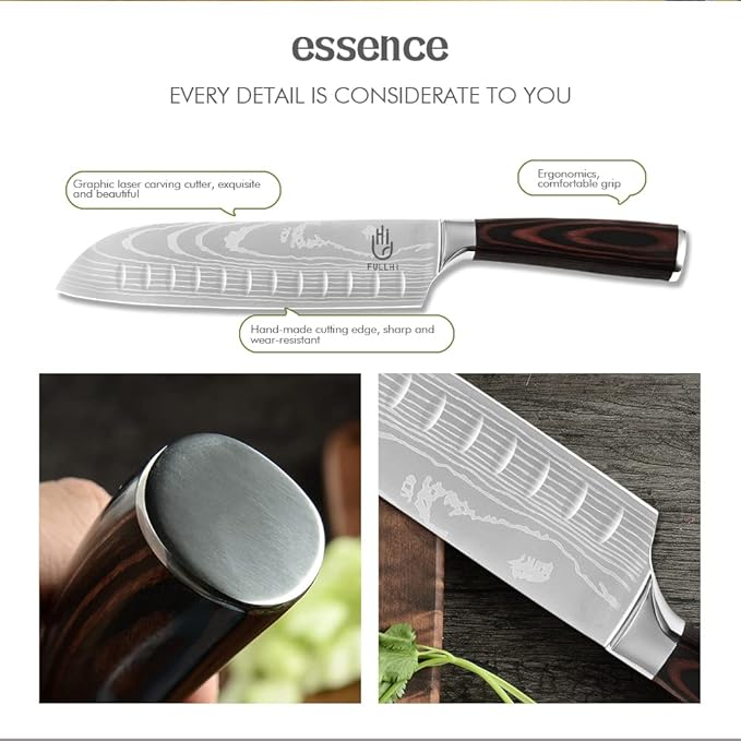 FULLHI Knife Set, 14pcs Japanese Knives Set, Premium German Stainless Steel chef Knife Set