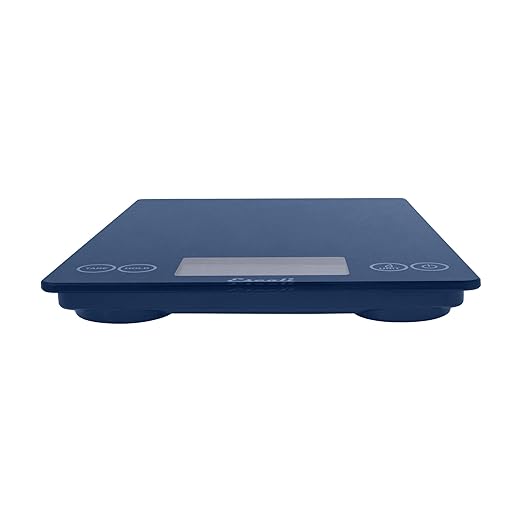 Escali Arti Glass Food Scale Digital Countertop Kitchen, Baking and Cooking Scale with Nutrition and Calorie Counter, 15-Pound Capacity, 9" x 6.5" x .75", Blue Mirage