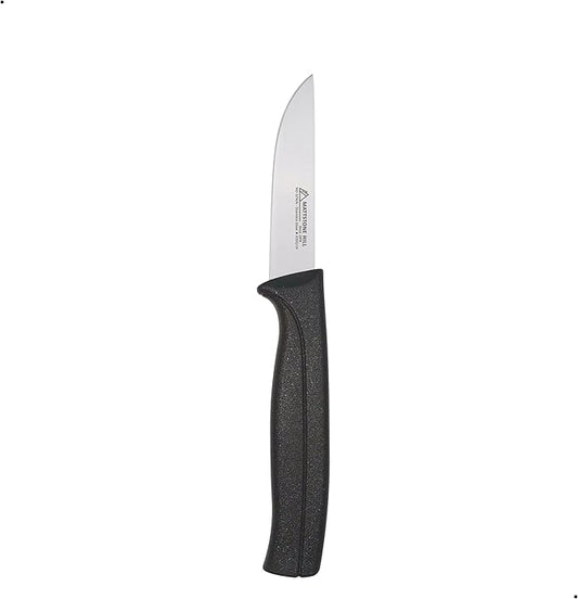 Paring Knife 3 Inch - MATTSTONE HILL Peeling Knife, Garnishing Knife, Perfect for Cut, Peel and Clean Food. Slim Blade, Premium Stainless Steel, Semi Soft Handle, Black
