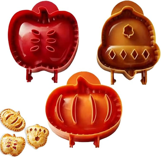 3PCS Mini Pie Molds – Apple, Pumpkin & Acorn Shaped Dough Press Set for Fall Baking, Hand Pies, Holiday Desserts & Party Potlucks
