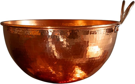 Sertodo Copper Mixing Bowl | 2.5 quart capacity, 10-inch diameter | Ergonomic Stainless Steel handle | 100% Pure Copper, Heavy Gauge, Hand Hammered | Whip Eggs Whites to Perfection | NOT for Salads