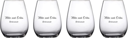 Waterford Marquis Personalized Moments Stemless Wine Glasses, Set of 4 Custom Engraved 18.6oz Crystal Wine Glasses for Red, White or Blush Wine