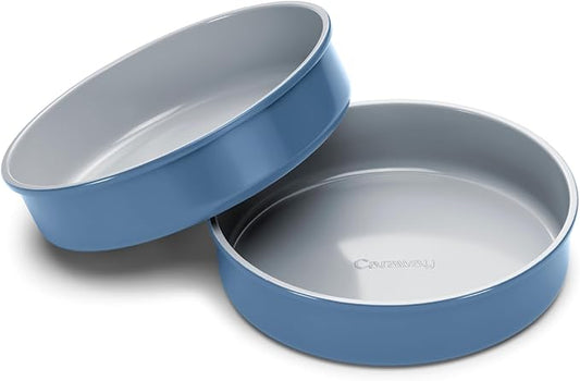 Caraway Non-Stick Ceramic 9” Circle Pans - Naturally Slick Ceramic Coating - Non-Toxic, PTFE & PFOA Free - Perfect for Birthday Cakes, Tartes, & More - Slate
