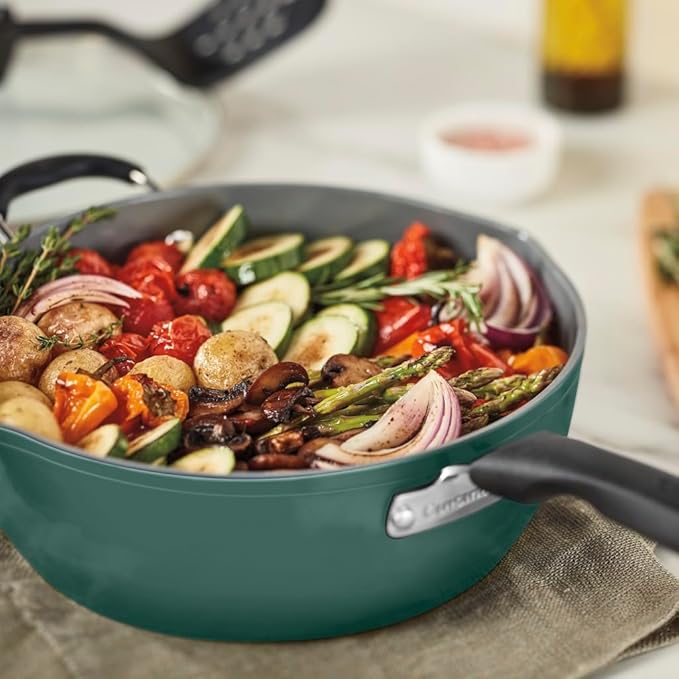 Cuisinart Preferred Pan 4-Pc Set - Sensible Sage Green (4.5 Qt. Multi-Purpose Pan w/Cover, Steamer, Slotted Turner)