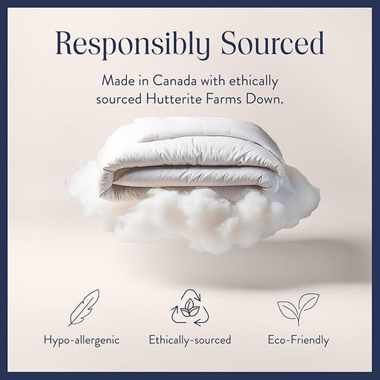 Brooklinen All Season Luxury Down Comforter, 100% Natural Canadian Duck Down Duvet Insert - 700 Fill Power, 100% Cotton Shell, Baffle Box Construction, Full/Queen Size Comforter