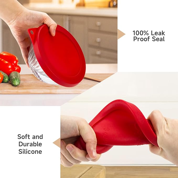 SOPHICO Silicone Replacement Lids for Pyrex Sculpted Glass & Tinted Glass Bowls Mixing Bowls, Lids For 7401-s 3-Cup(Container not included)