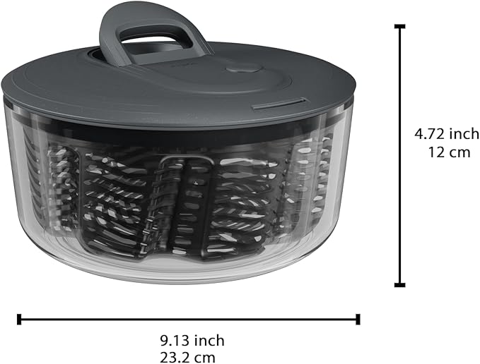 Zyliss Easy Spin Salad Spinner - Fruit & Veggie Dryer - Produce Spinner & Cleaner for Salad Prep - Dishwasher-Safe Kitchen Essential - Non-Slip Bowl with Pull Handle - Grey Easy Spin Small