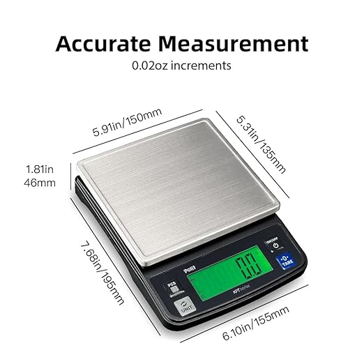 Polit Digital Food Scale KPT EVO 13lb/6kg|Rechargeable Kitchen Scale with LCD Display & Stainless Steel Top|0.5g/0.02oz Accuracy Baking Scale for Cooking, Counting, and Measuring Grams & Ounces