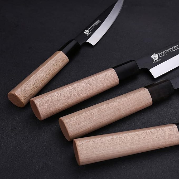 WILDMOK 7 Inch Asian Usuba Vegetable Knife German Stainless Steel Blade & Traditional Wooden Handle