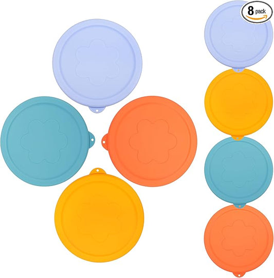 1 Cup (4 Pack) + 2 Cup (4 Pack) Silicone Replacement Lids Storage Cover for Pyrex 7202-PC and Anchor Hocking Glass Bowls (Container not Included) 8 Pack Microwave, Dishwasher and Freezer Safe