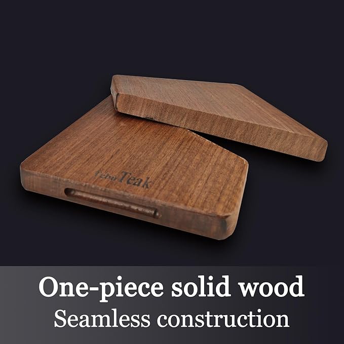 Solid Teak Wood Cutting Board - Single/One Piece Design Wooden Choping Boards Non Glued Knife-Friendly Durable Chopping Block for Kitchen Meat Vegetable Chese 14 x 9.5 IN (Includes Stand)