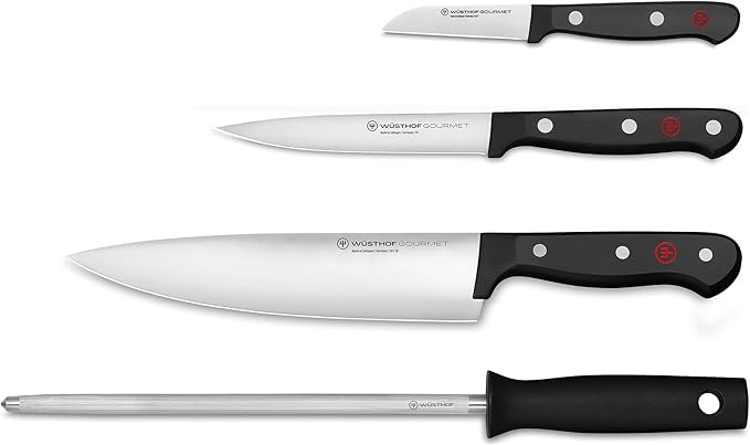 Wüsthof Gourmet 4-Piece Chef's Knife Set, Black