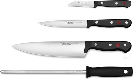 Wüsthof Gourmet 4-Piece Chef's Knife Set, Black