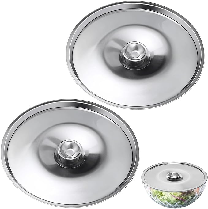Milk Pot Lid 2Pcs Stainless Steel Cover Bowl 6.3in Universal Lid for Pots Small Mini Pan Lid Bowl Covers Reusable with Handle for Pan, 16cm