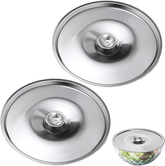 Milk Pot Lid 2Pcs Stainless Steel Cover Bowl 6.3in Universal Lid for Pots Small Mini Pan Lid Bowl Covers Reusable with Handle for Pan, 16cm