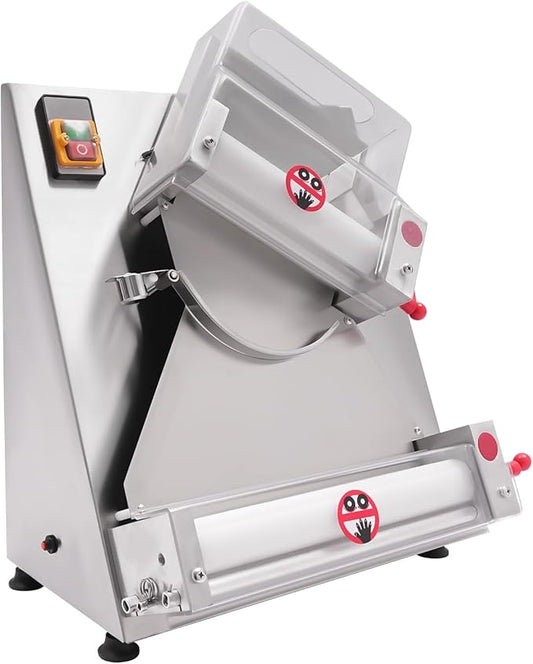 Automatic Pizza Dough Roller Machine,4-12in Commercial Dough Roller Sheeter Pasta Maker, Stainless Steel Dough Machine with Adjustable Thickness 0.03-0.21 in, for Pasta Maker Equipment