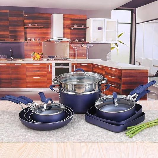 Cookware Set 23 Piece Nonstick Pots and Pans Set Bakeware Set Kitchen Induction Cookware Metal Utensil Oven & Dishwasher Safe