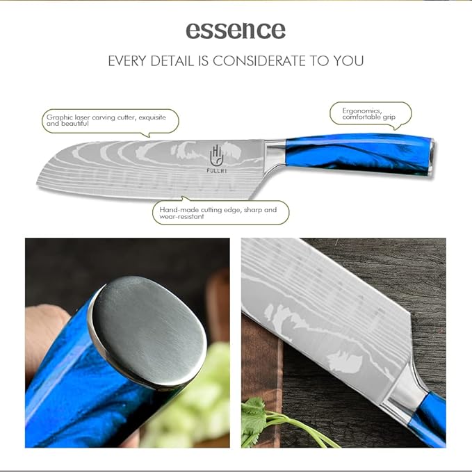FULLHI Knife Set, 14pcs Japanese Knives Set, Multiple Colour Premium German Stainless Steel Chef Knife Set