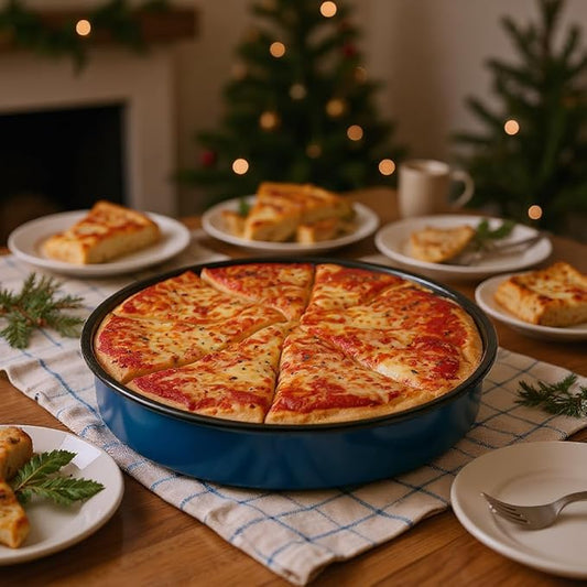 3Pack Enamel Baking Pans Round large Roasting Pan 10/12/14inch Deep Cake Pan Pizza Turkey Cookies-Oven & Dishwasher Safe (500°F) Casseroles Desserts Thanksgiving Holiday Gifts