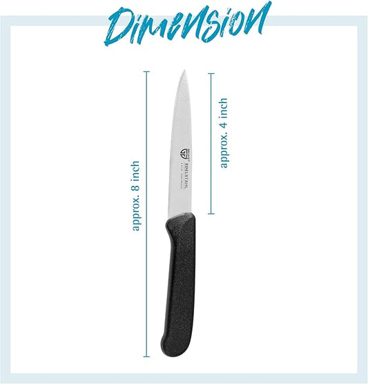 Vegetable Knives Set of 3 Stainless Steel, Black, Super Sharp, Dishwasher Safe