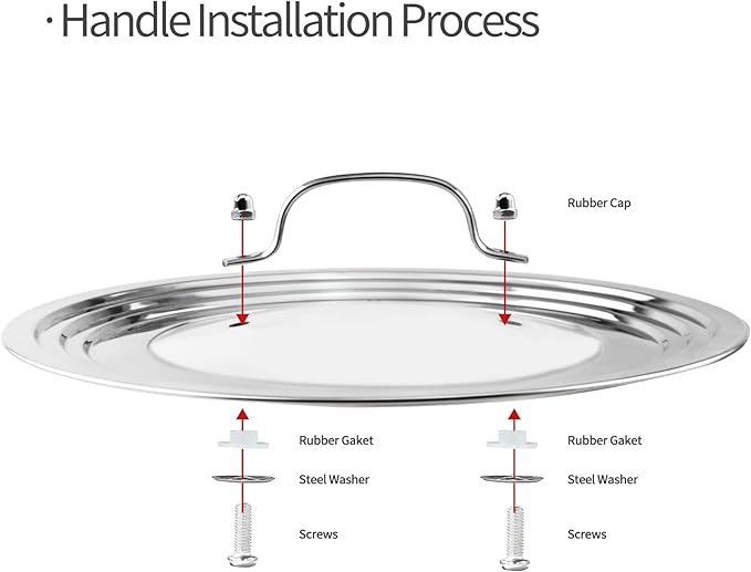 Stainless Steel Universal Lid for Pots, Pans and Skillets-Fits 7" to 12" Replacement Frying Pan Cover and Cast Iron Skillet Lid