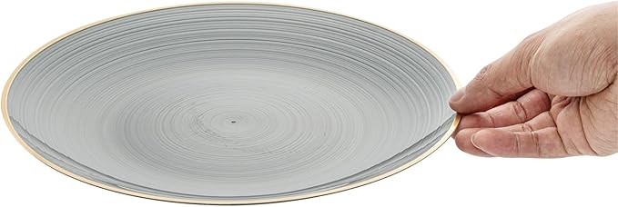 Restaurantware Plastic Plates 20 Pcs 10" Gold Rimmed Disposable Plates Heavy-Duty Black Translucent Rippled Plastic Dinner Servers for Party, Weddings, Salads, Desserts, and Appetizers