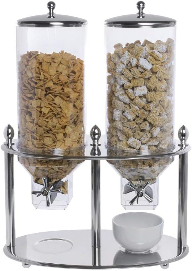 HUBERT Cereal Dispenser Double Container Stainless Steel - 17 7/10 L x 11" W x 26 1/5 H
