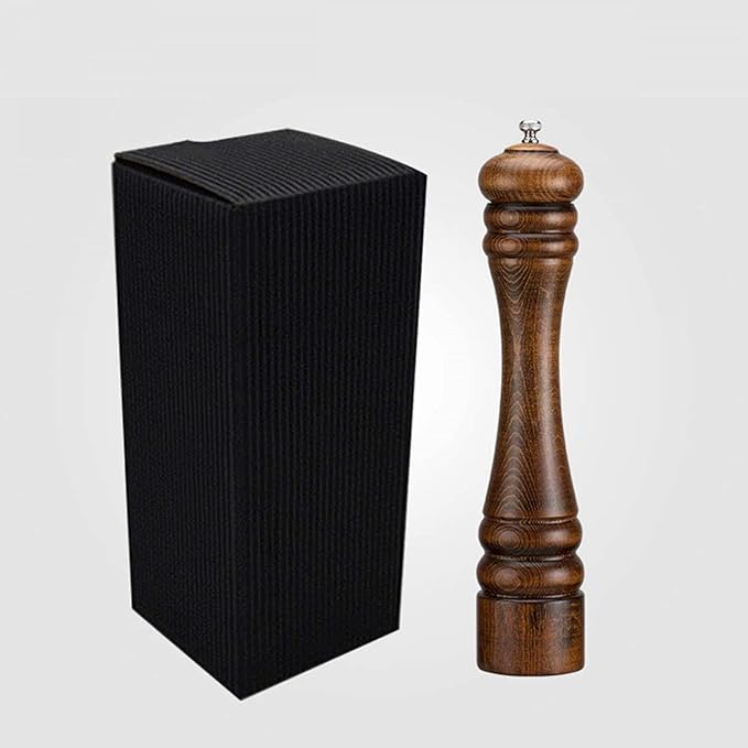 Salt and Pepper Grinder Wooden Salt and Pepper Mill Set Shakers with Stainless Steel,Adjustable Grinding Thickness-Pack of 2