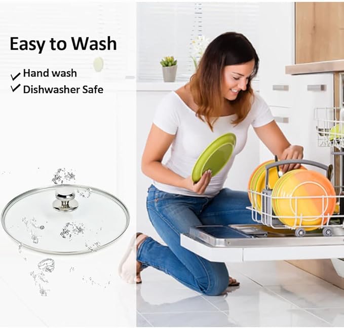 10.25 In Glass Lid for Frying Pan, Tempered Replacement Cover for All 10.25 inches Cookware for Skillets, Round Cast Iron, Cast Aluminium, Stainless Steel Pans &Pots