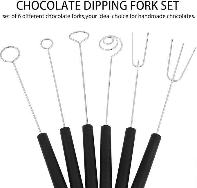 AYLIFU 6-piece Packs Stainless Steel Candy Dipping Tool Chocolate Dipping Fork Spoon Set Baking Supplies DIY Baking Decoration Tool set