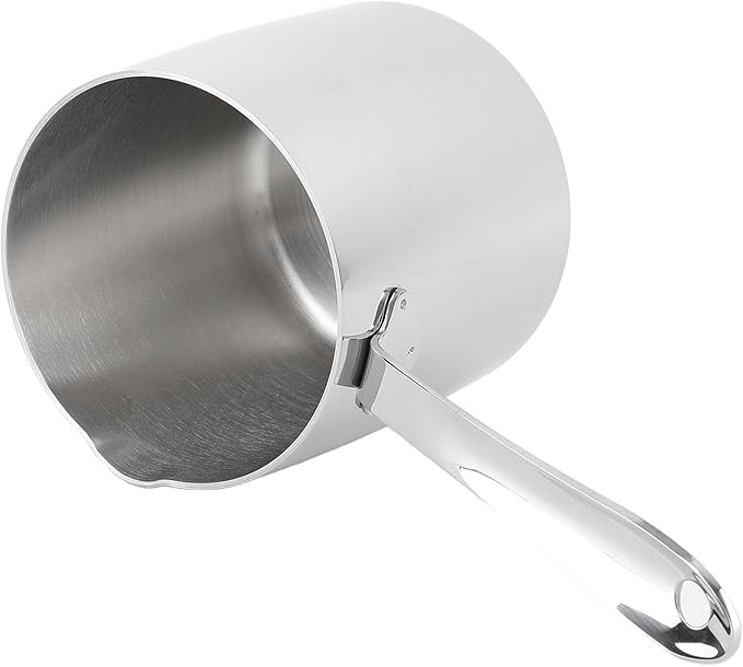 Milk Warmer Pot, 30oz/900ml Stainless Steel Turkish Coffee Pot Stovetop Chocolate Butter Melting Pan with Spout and Long Handle