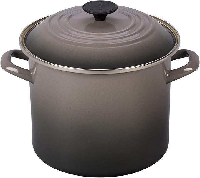 Le Creuset 5-Piece Oven and Stovetop Cookware Bundle: 4-1/2 QT Round Dutch Oven, 8 QT Covered Stockpot, and 10" Toughened Nonstick Pro Fry Pan - Oyster