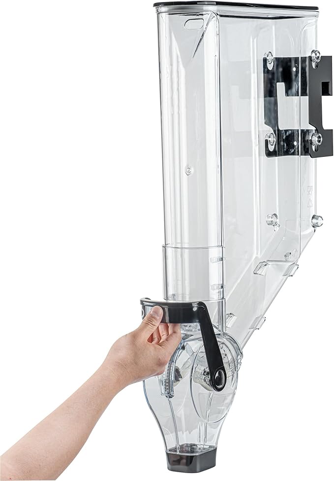 Restaurantware-Met Lux 3.4 Gallon Dry Food Dispenser, 1 Airtight Cereal Dispenser - Wall-Mounted, Single Control, 1 Black Plastic Grain Holder, For Snacks, Nuts, Or Coffee Beans
