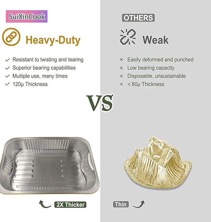 13 "x9" Aluminum foil Lasagna Pans, grill tray, sturdy disposable aluminum pan, 10 sets- for cooking,baking and heating, food storage, distribution, barbecue,Gold