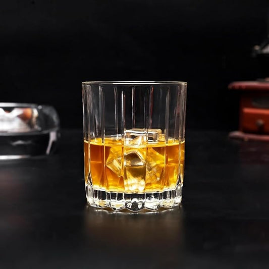 Set of 4 Crystal Whiskey Glasses, 10 Oz Premium Rocks Tumblers in Elegant Gift Box - great for Bourbon, Scotch, and Cocktails (4 SET)