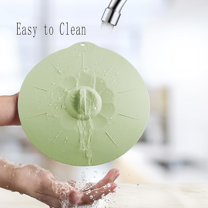 4 Pack 11.8" Silicone Lids for Cups Bowls Plates Pans, Microwave Splatter Cover, Kitchen Containers Lids Cover for Food Storage,Light Green Extra Large