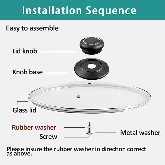 10 Inch Pan Lid Replacement Glass Lid for T-Fal 10" Frying Pan, Essentials Fry Pan, Skillet and Other 10-10.7 Inch Cookware, Clear, 1 Set