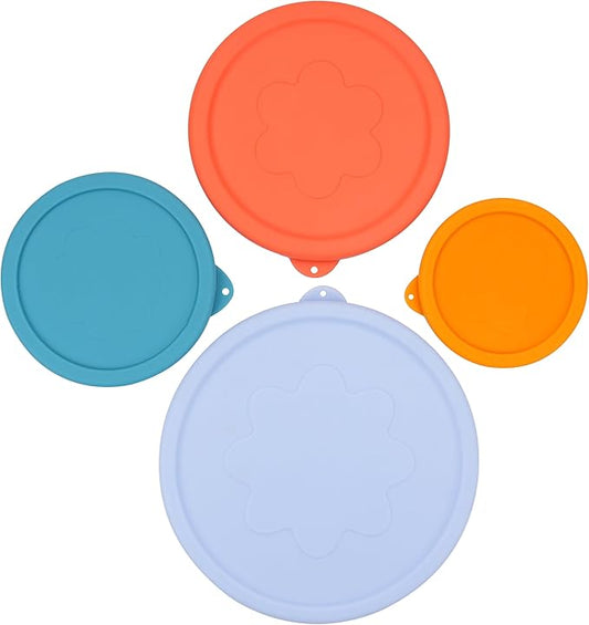 1 Cup 2 Cup 4 Cup 7 Cup Round Silicone Replacement Lids for Pyrex Glass Bowls, 4 Pack, Microwave & Dishwasher & Freezer Safe (Container not Included)