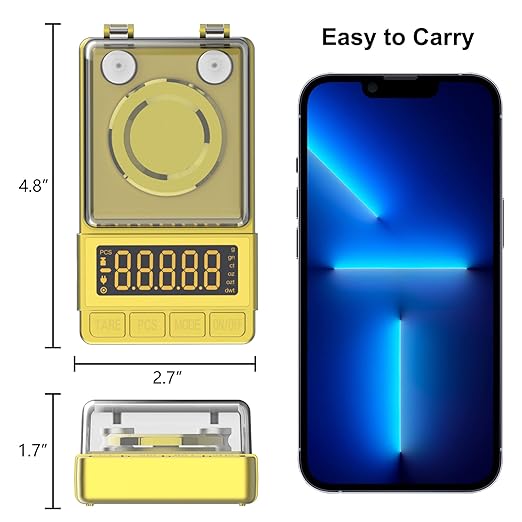 MAXUS Gold Milligram Scale 100g x 0.001g, Digital Mg/Powder Scale for Jewelry, Reloading Labs, Includes 20g Calibration Weight, High-Accuracy Portable Weighing Tool