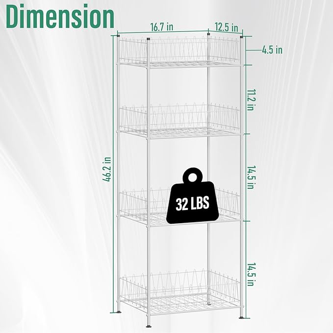 smusei 4 Tier Water Bottle Storage Rack Metal Water Bottle Organizer for Floor, Free Standing Bottled Water Holder Stand Beverage Pantry Drink Shelf Dispenser for Kitchen Pantry