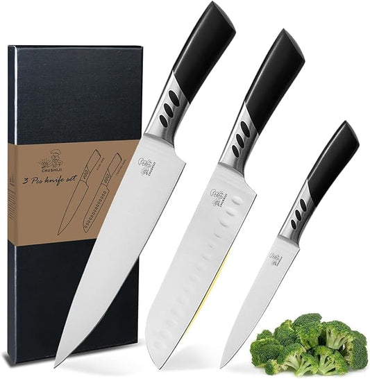 Knife Set,kitchen knives,3PCS kitchen knives set,high carbon Stainless Steel Knife Set,8 Inch Chef Knife set,7 Inch Santoku Knife,5 Inch Utility Knife for BBQ or gifts