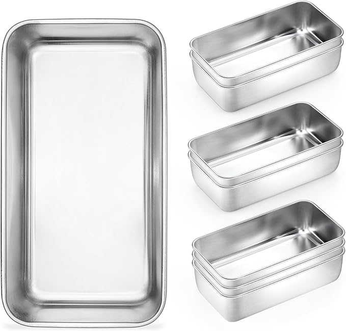 Onader Bread Loaf Pans Set of 8, 9 x 5 Inch Stainless Steel Deep Meatloaf Pan for Baking