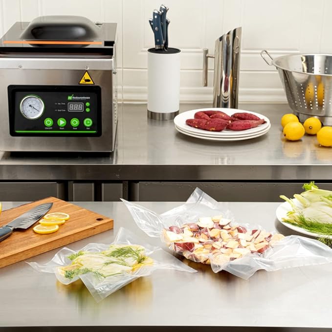 Restaurantware Fresh Hero 10 x 10 Inch Vacuum Sealer Bags 1000 Food Storage Bags - 3 mil Thick Microwavable Clear Plastic Sous Vide Bags Freezable For Storing Food Or Sous Vide Cooking