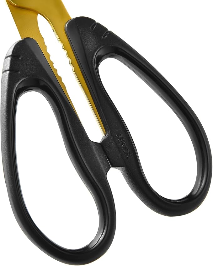 Golden Titanium Coating Kitchen Scissors with Blade Cover, Stainless Steel, Comfortable Handle, Heavy Duty