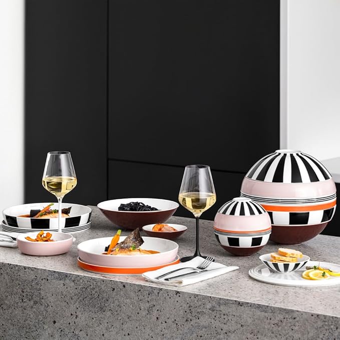Villeroy & Boch Iconic Collection La petite Boule Memphis, Premium Porcelain, Made in Germany, Appetizer Set for 2, 5.5 x 5.5 in, Unique Coloful Design