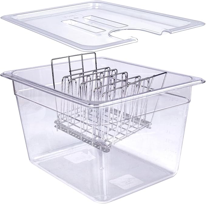 12 QT Sous Vide Container with Lid,Sous Vide Cookers Compatible with Anova, Joule, Nano, Wancle,Perfect for Chicken Beef Parties and Professionals (12 qt containers with lids and racks)