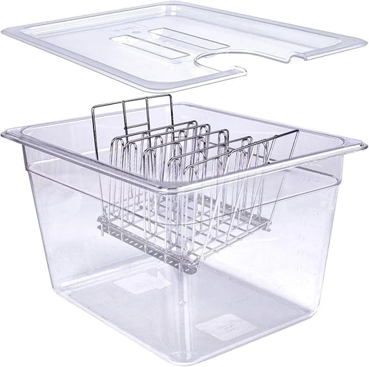 12 QT Sous Vide Container with Lid,Sous Vide Cookers Compatible with Anova, Joule, Nano, Wancle,Perfect for Chicken Beef Parties and Professionals (12 qt containers with lids and racks)