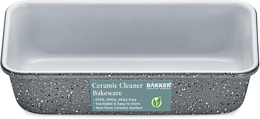 BAKKENMASTER Premium Loaf Pan 1 lb – Aluminum, Ceramic Non-stick Coating, PTFE & PFOA Free, Even Heat, Non-toxic, 4.7" x 9", Perfect for Pound Cakes, Breads, & More - Marble